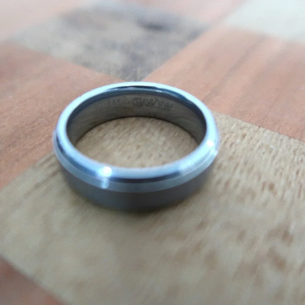 Mens Tungsten Carbide Wedding Ring Size 10.5 Silver Tone Art Carved Durable